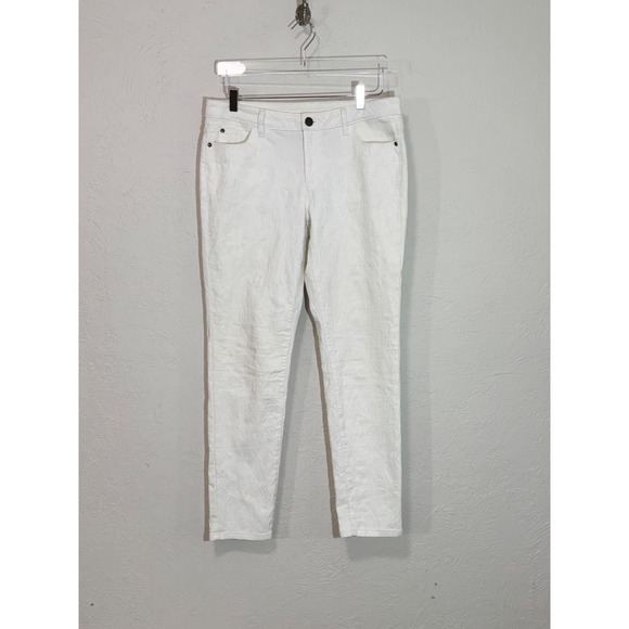 Very Vera Wang Denim - Simply Vera Vera Wang Denim Pants Women 10 White Textured Crinkle Slim Leg